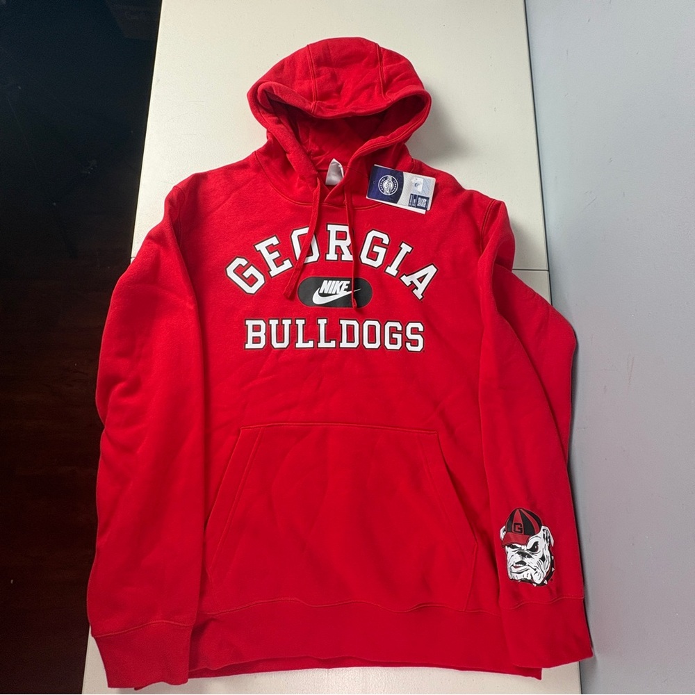 Nike Georgia Bulldogs Fleece Retro Double-Hit Pullover Hoodie Red Men's Sz